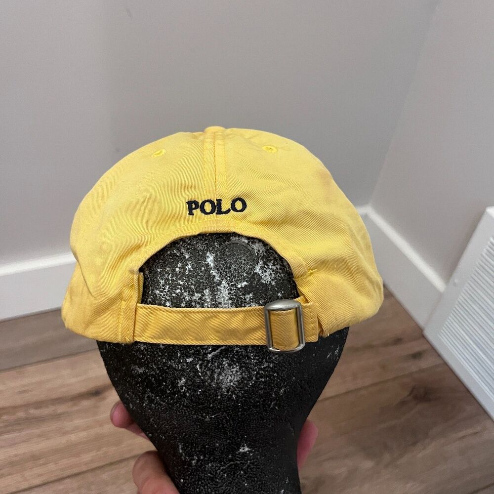 Polo Ralph Lauren Yellow Cotton Strapback Hat Cap Small Pony Adjustable Preppy - Picture 3 of 5